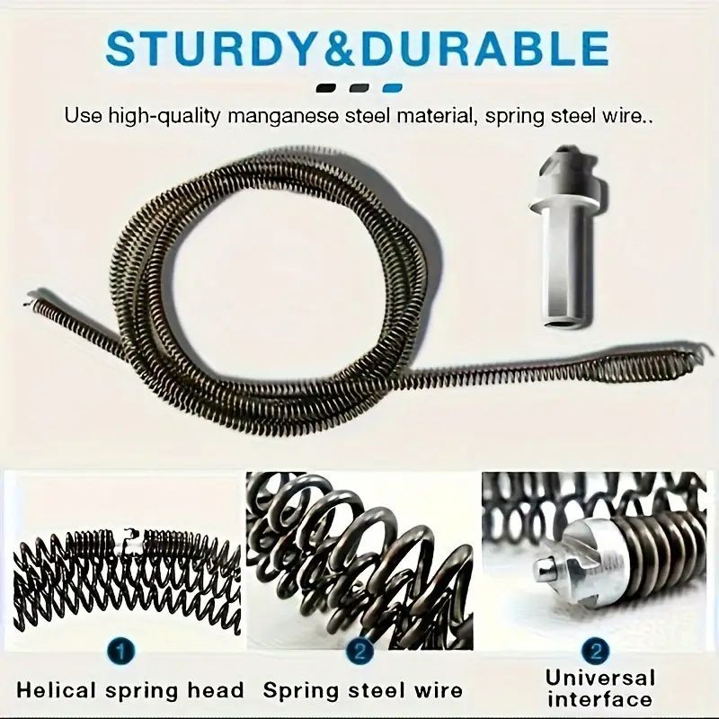Flexible Drain Auger Snake Plumber's Snake  Drain Snake– Clog Remover Tool for Toilets, Sinks & Drains with Drill Attachment