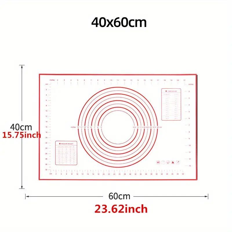 Non-Stick Silicone Baking Mat Pastry Mat with Measurements – Dough Kneading & Rolling Pad for Pastry, Pizza, Cookies