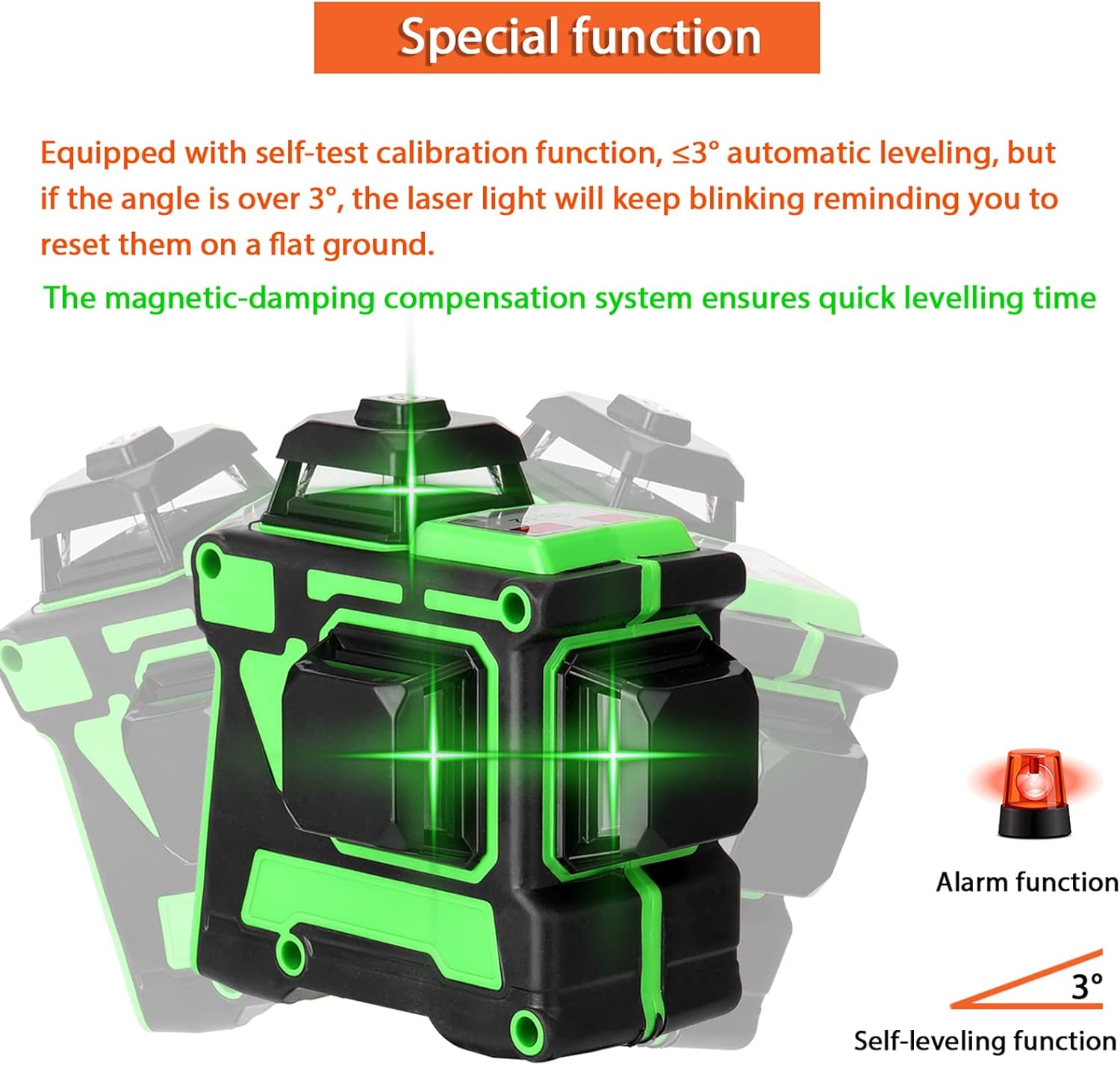 12 Lines High-Precision 360° Laser Level with Tripod Base & Carrying Case – Self-Leveling for Construction & DIY
