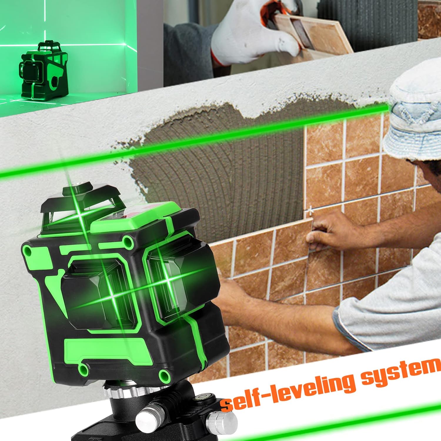 12 Lines High-Precision 360° Laser Level with Tripod Base & Carrying Case – Self-Leveling for Construction & DIY