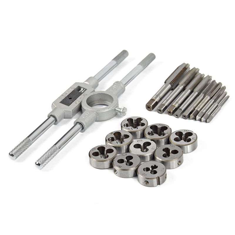 20-Piece Metric Tap and Die Set – M3–M12 Thread Cutting Tool Kit with Wrenches for Metal Repair & DIY