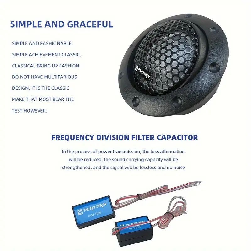 1" Car Tweeter Speaker Pair – 180W Peak Power with Capacitor, High-Frequency Dome Audio Speakers