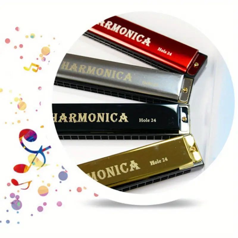 Premium 24-Hole Diatonic Harmonicas C Key Professional Mouth Organ for Music Learning & Performance