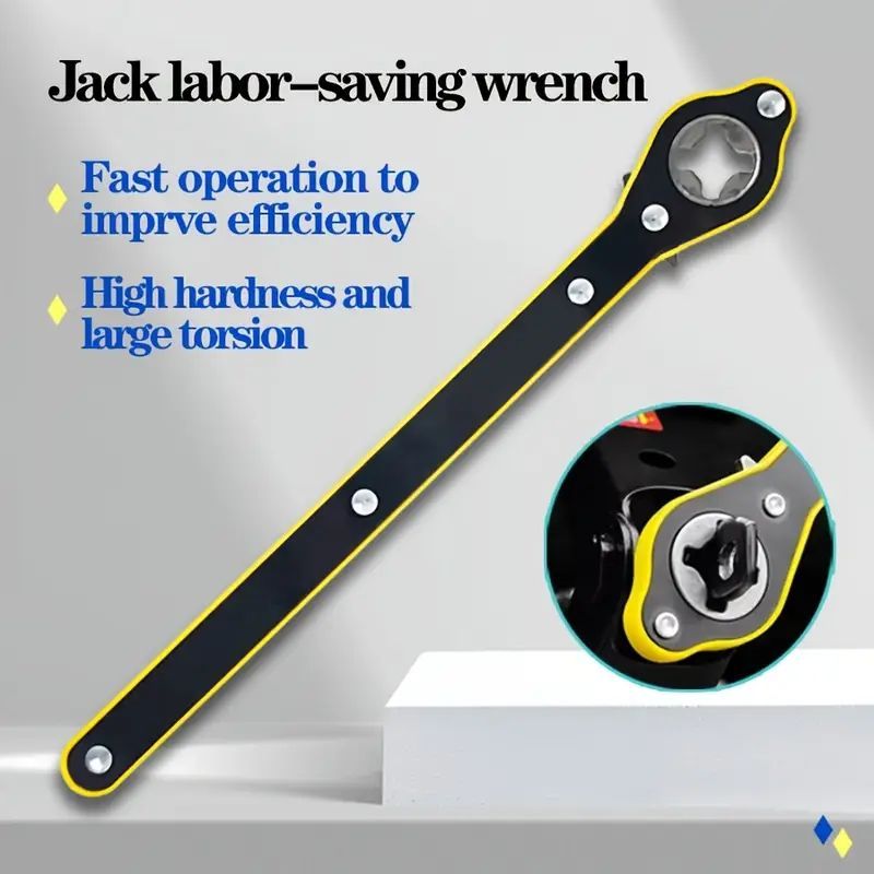 Labor-Saving Jack Wrench Ratcheting Wrench Ratchet Spanner - Ergonomic Tire Iron Lug Nut Wrench Tool for Car Tire Change Emergency Roadside Kit