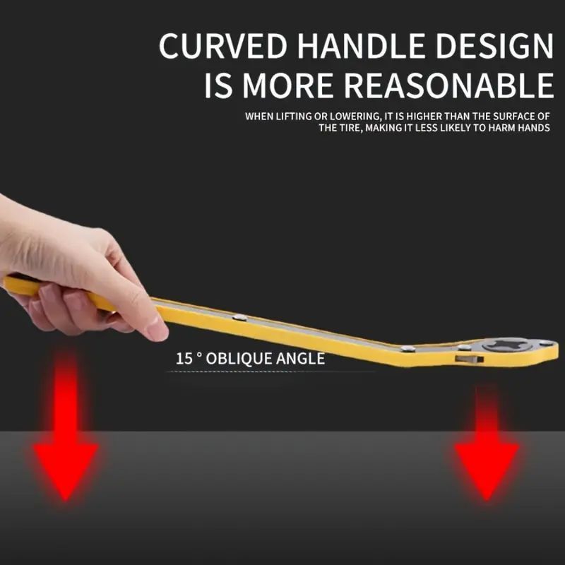 Labor-Saving Jack Wrench Ratcheting Wrench Ratchet Spanner - Ergonomic Tire Iron Lug Nut Wrench Tool for Car Tire Change Emergency Roadside Kit