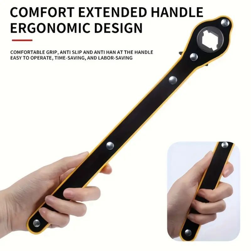 Labor-Saving Jack Wrench Ratcheting Wrench Ratchet Spanner - Ergonomic Tire Iron Lug Nut Wrench Tool for Car Tire Change Emergency Roadside Kit