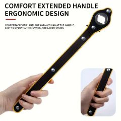 Labor-Saving Jack Wrench Ratcheting Wrench Ratchet Spanner - Ergonomic Tire Iron Lug Nut Wrench Tool for Car Tire Change Emergency Roadside Kit