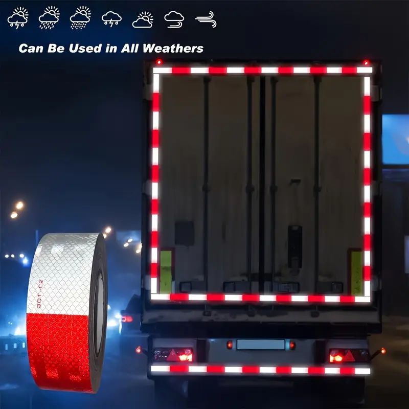 DOT Approved Red White Reflective Safety Tape - Vehicle Conspicuity Tape for Trucks Trailers Emergency Vehicles - High Visibility Honeycomb Pattern