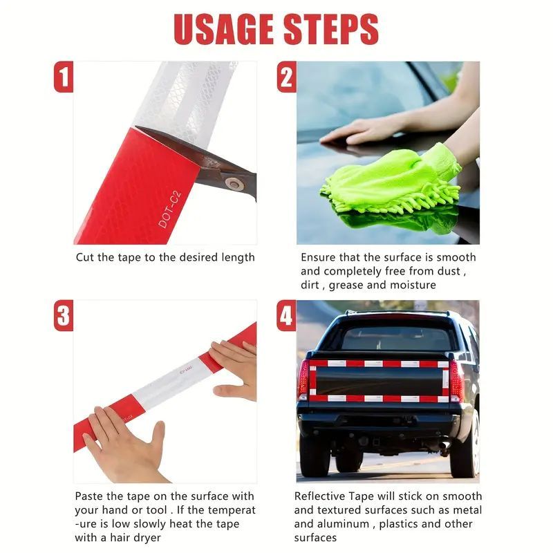 DOT Approved Red White Reflective Safety Tape - Vehicle Conspicuity Tape for Trucks Trailers Emergency Vehicles - High Visibility Honeycomb Pattern