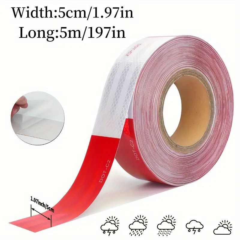 DOT Approved Red White Reflective Safety Tape - Vehicle Conspicuity Tape for Trucks Trailers Emergency Vehicles - High Visibility Honeycomb Pattern