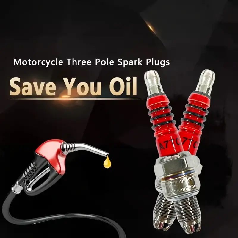 2 pcs D8TC High Performance Motorcycle Spark Plugs - Triple Electrode Ignition Parts for CG 125cc 150cc 200cc 250cc CF250 4-stroke Petrol Engine Motorbike Scooter ATV