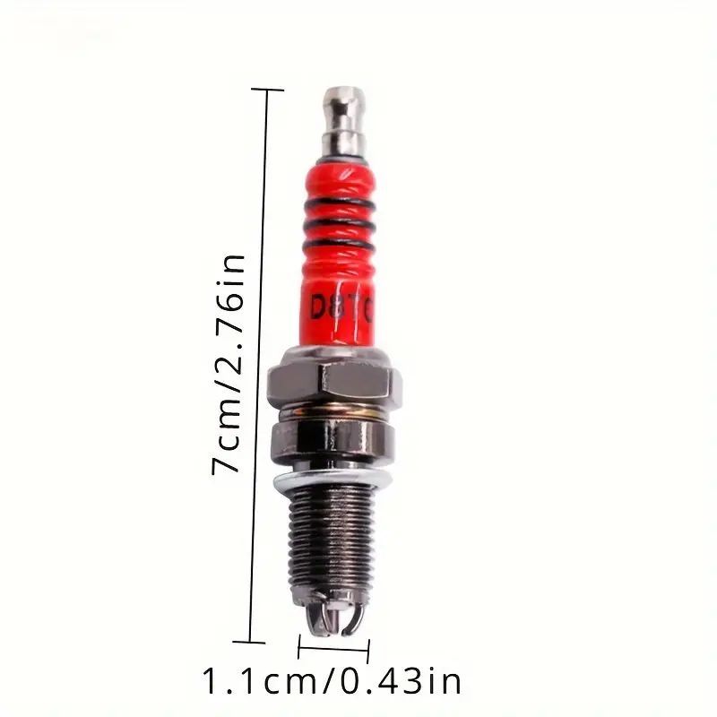 2 pcs D8TC High Performance Motorcycle Spark Plugs - Triple Electrode Ignition Parts for CG 125cc 150cc 200cc 250cc CF250 4-stroke Petrol Engine Motorbike Scooter ATV
