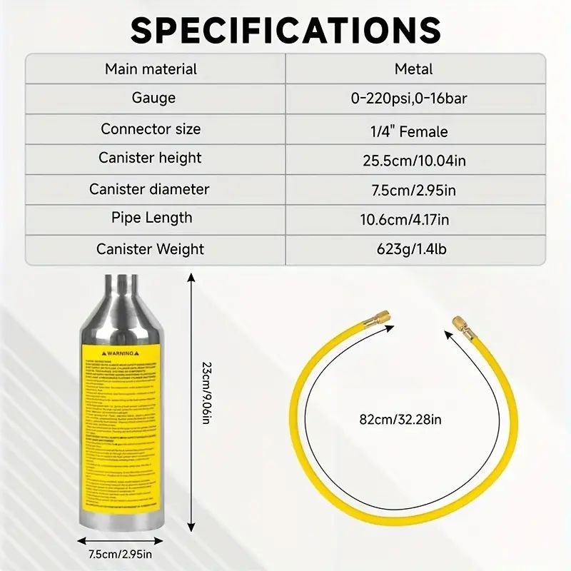 Professional A/C Flush Kit A/C System Flushing Tool - Air Conditioning Fush Canister Automotive Air Conditioning System Cleaning Tool with Pressure Canister & Hose