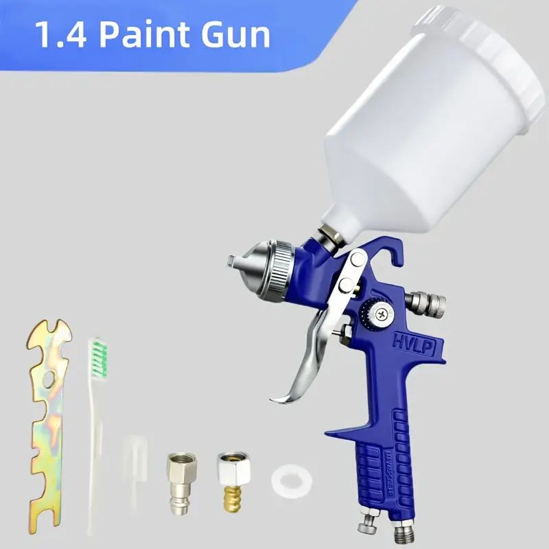 HVLP Paint Spray Gun Kit - Multi-Size Nozzles for Car, Furniture & Wall Painting - 3 Nozzle Sizes (1.4/1.7/2.0mm) - Perfect for Car Painting & Refinishing