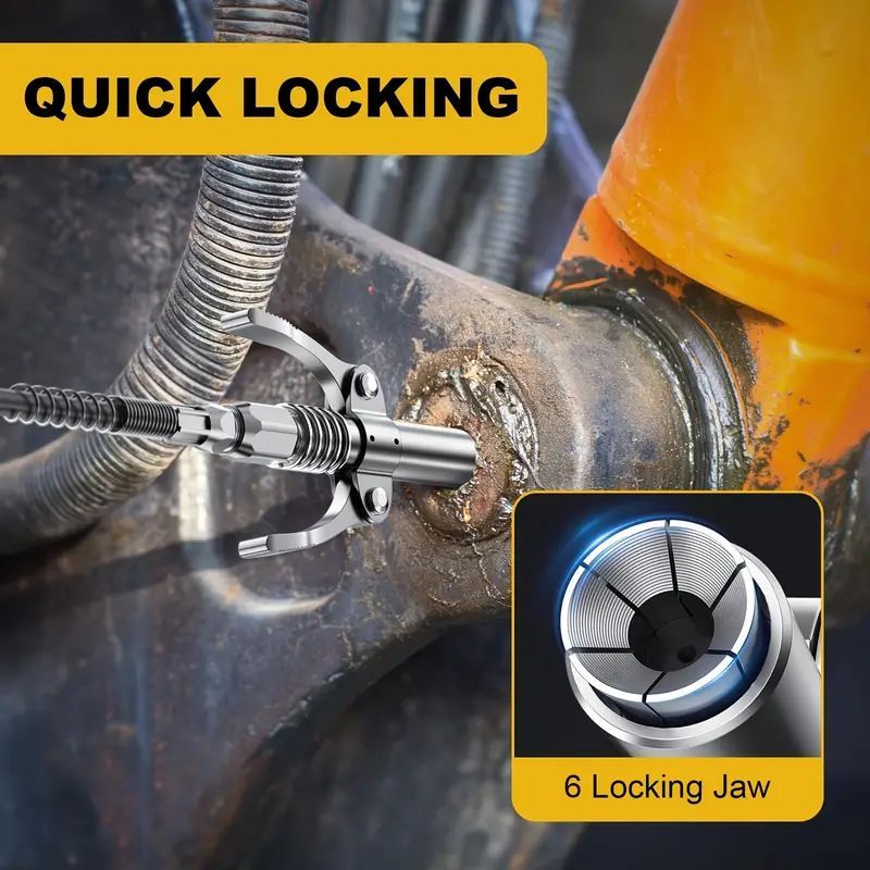 Heavy Duty Grease Gun Kit with Flexible Hose & Multiple Attachments - Professional Lubrication Tool for Automotive/Machinery