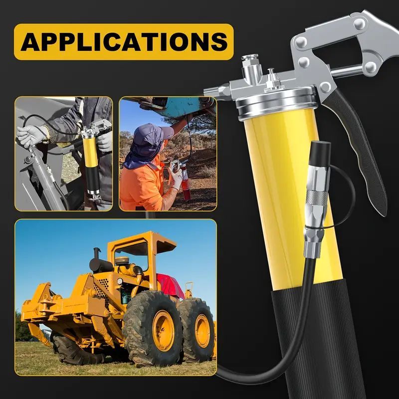 Heavy Duty Grease Gun Kit with Flexible Hose & Multiple Attachments - Professional Lubrication Tool for Automotive/Machinery