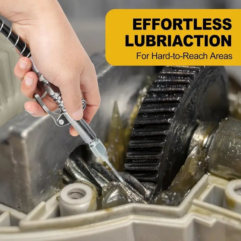 Heavy Duty Grease Gun Kit with Flexible Hose & Multiple Attachments - Professional Lubrication Tool for Automotive/Machinery