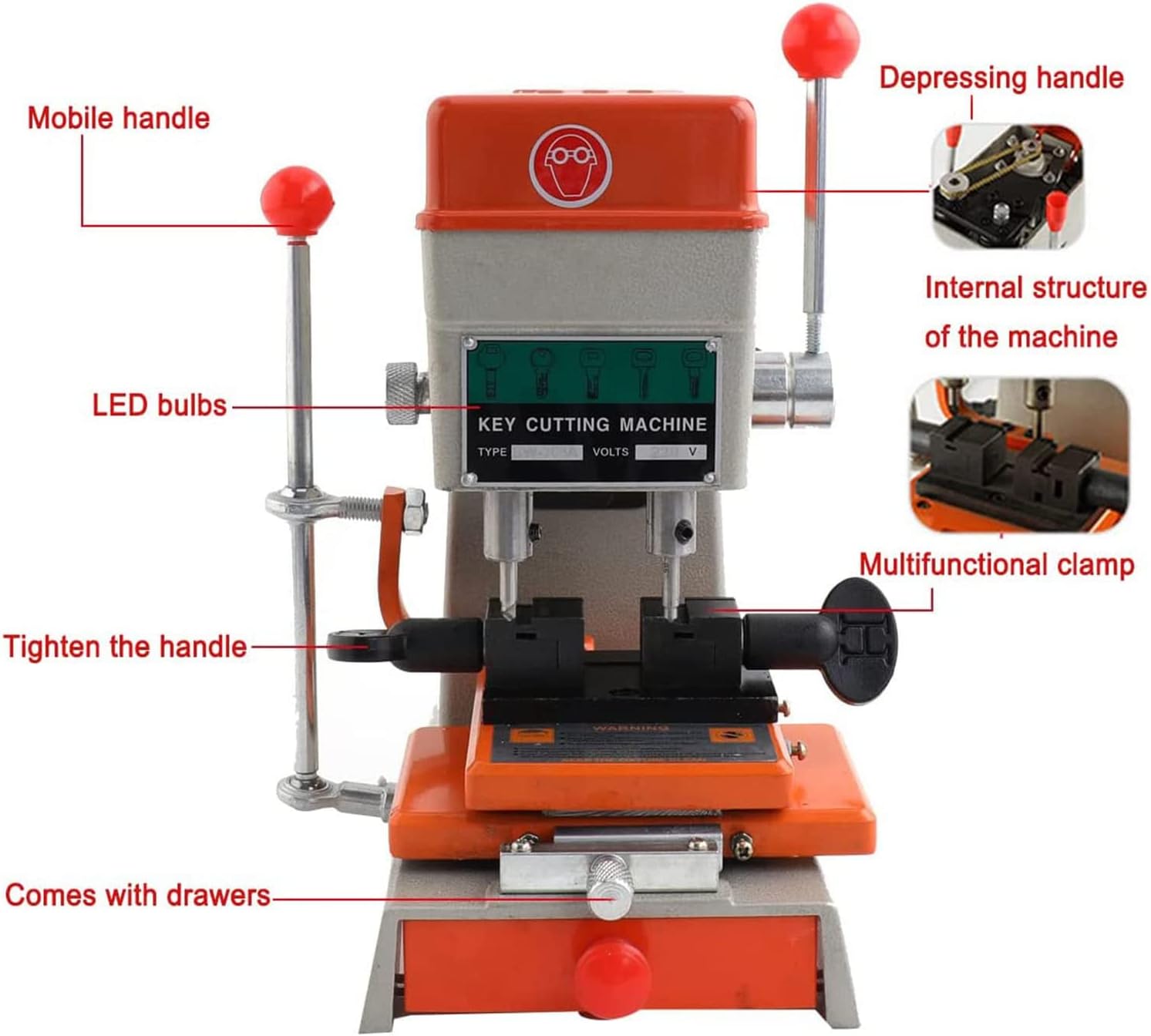 Professional Electric Key Cutting Machine Key Duplicator Key Copy Machine - Duplicate Car/House Keys - Compact Desktop Key Maker for Locksmith Shop