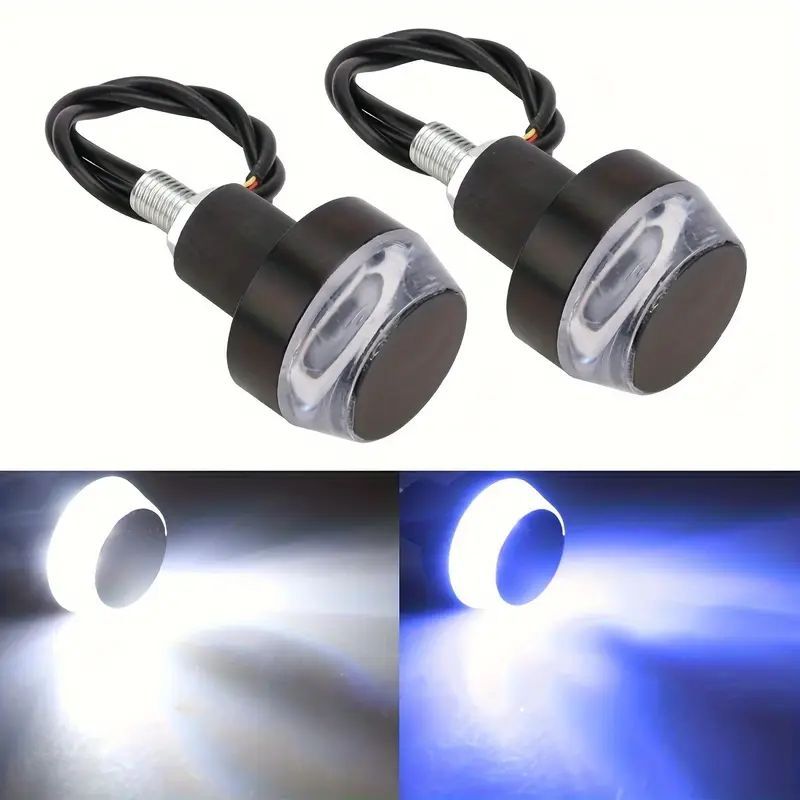 2PCS Universal Motorcycle LED Handlebar Turn Signal Lights LED Handlebar Indicators White Blue Yellow