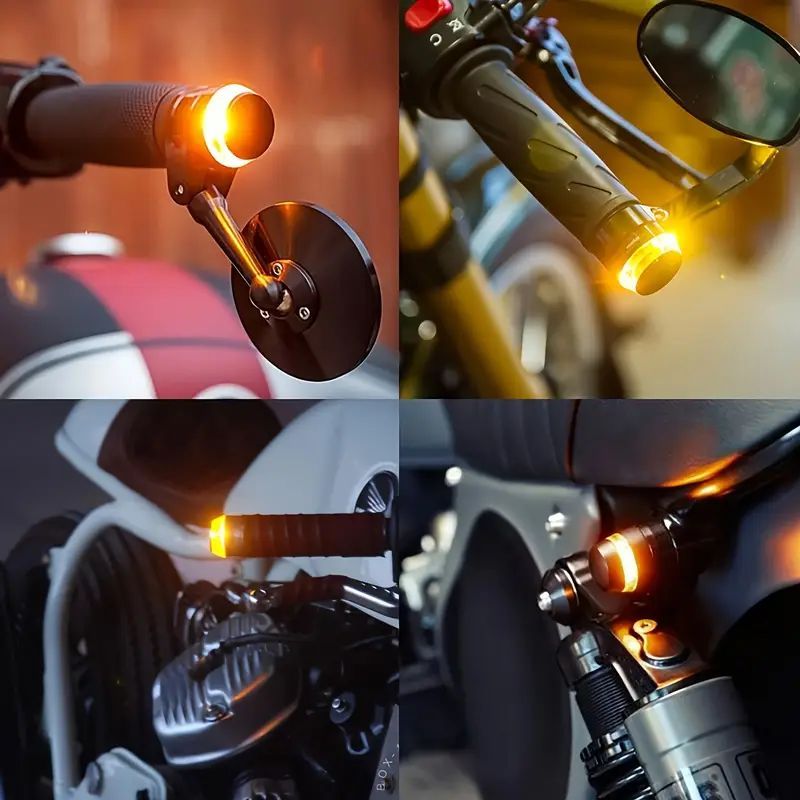 2PCS Universal Motorcycle LED Handlebar Turn Signal Lights LED Handlebar Indicators White Blue Yellow