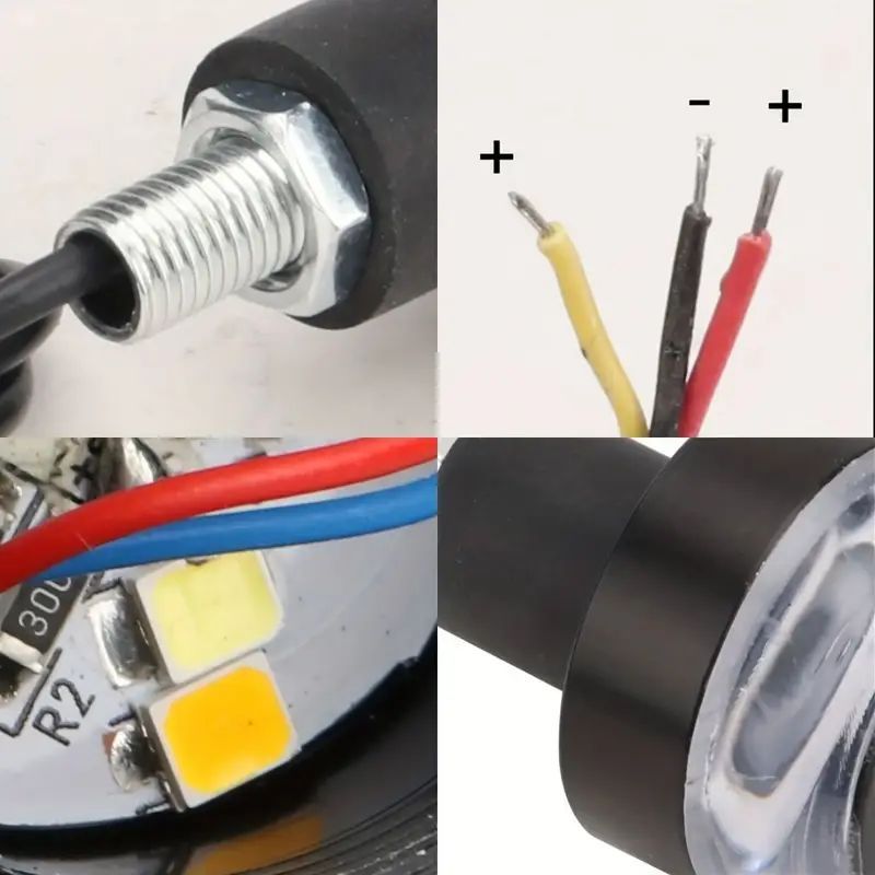2PCS Universal Motorcycle LED Handlebar Turn Signal Lights LED Handlebar Indicators White Blue Yellow