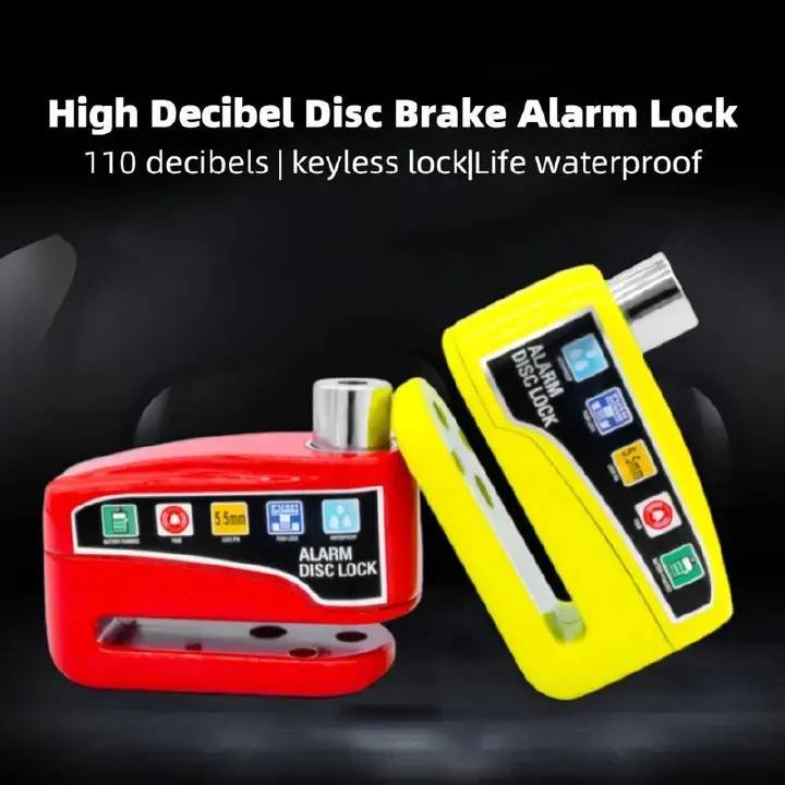 Motorcycle Alarm Disc Lock 5.5mm - Waterproof Anti-Theft Security Lock with Loud Siren for Bikes & Scooters