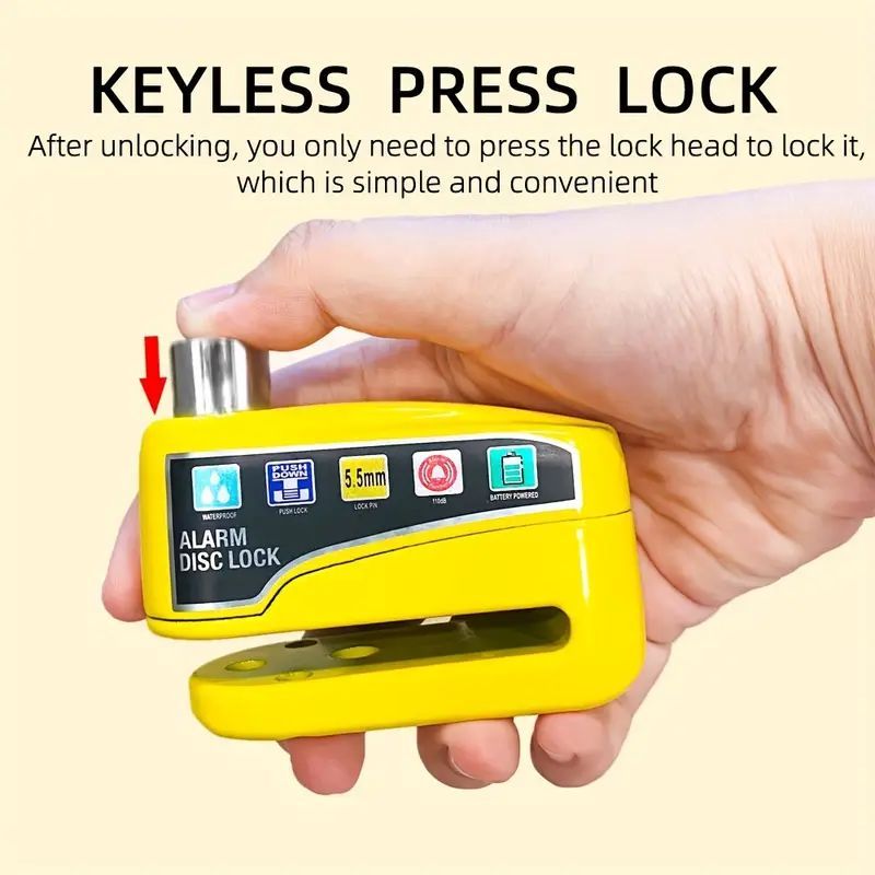 Motorcycle Alarm Disc Lock 5.5mm - Waterproof Anti-Theft Security Lock with Loud Siren for Bikes & Scooters