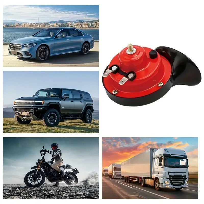 2Pcs 12V Electric Car Horn Set - Loud Dual Tone Automotive Horn Kit with Mounting Hardware for Cars Trucks Motorcycles