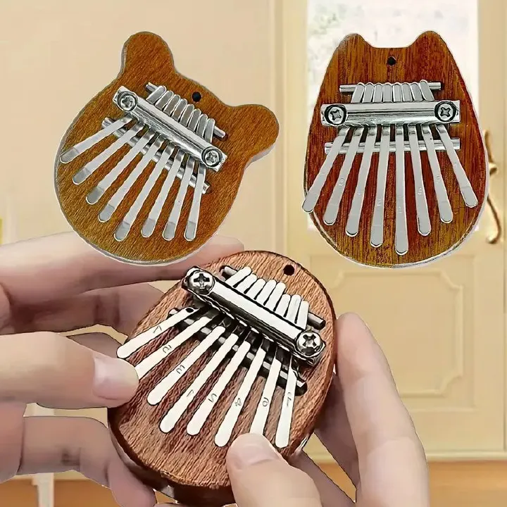 8 Key Wooden Kalimba Thumb Piano Mbira Finger Piano - Relaxing Music Instrument with Animal Shape Design