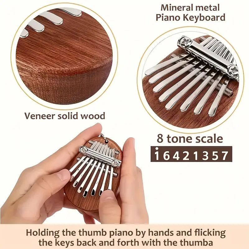 8 Key Wooden Kalimba Thumb Piano Mbira Finger Piano - Relaxing Music Instrument with Animal Shape Design