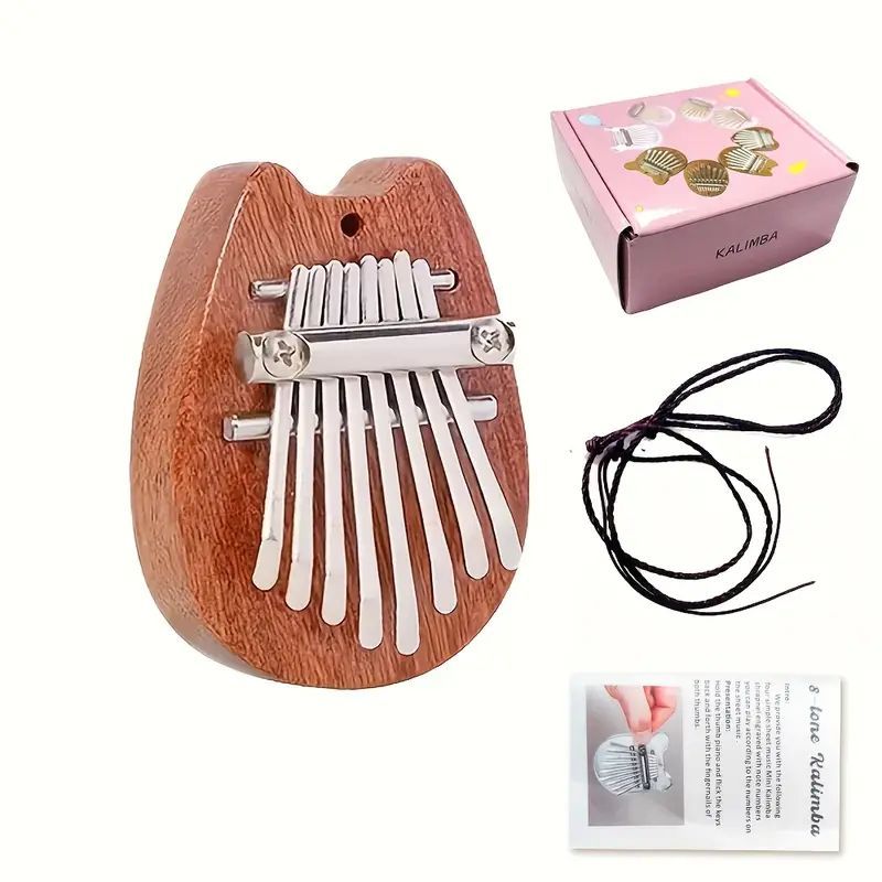 8 Key Wooden Kalimba Thumb Piano Mbira Finger Piano - Relaxing Music Instrument with Animal Shape Design