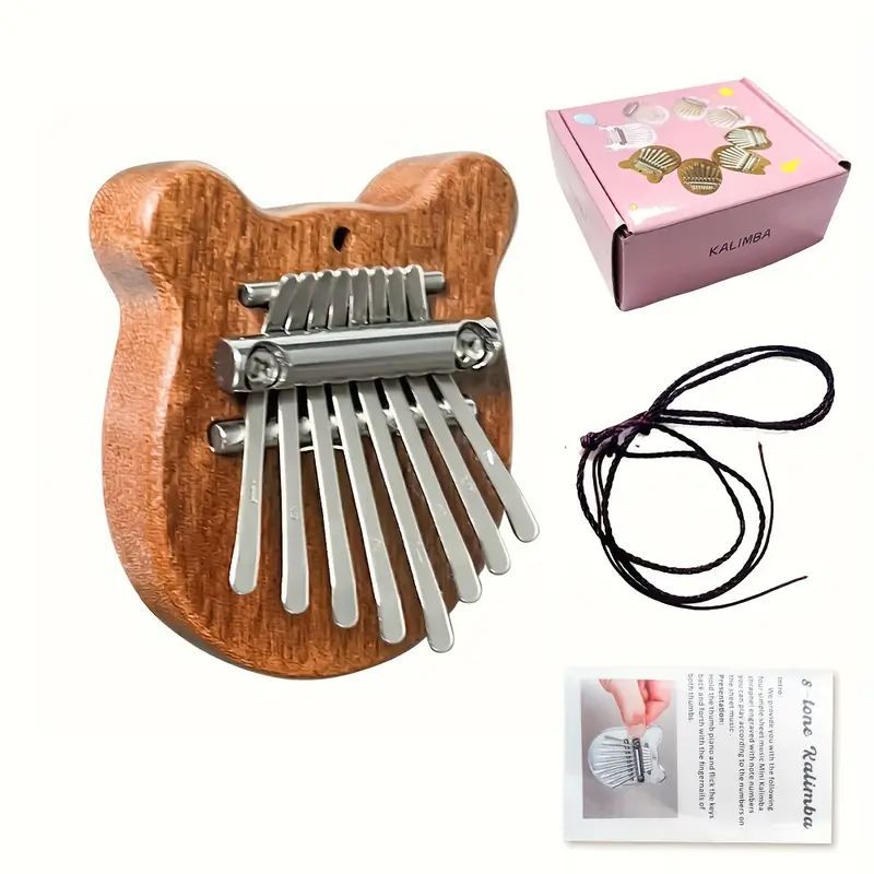 8 Key Wooden Kalimba Thumb Piano Mbira Finger Piano - Relaxing Music Instrument with Animal Shape Design