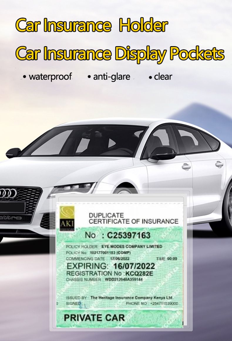 2 pcs Car Insurance Display Pocket - Waterproof Clear Holder for Vehicle Insurance Certificate