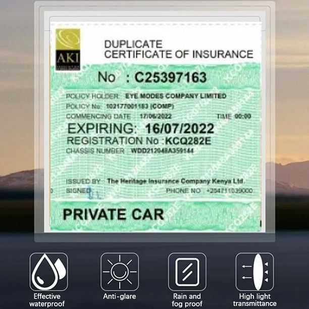 2 pcs Car Insurance Display Pocket - Waterproof Clear Holder for Vehicle Insurance Certificate