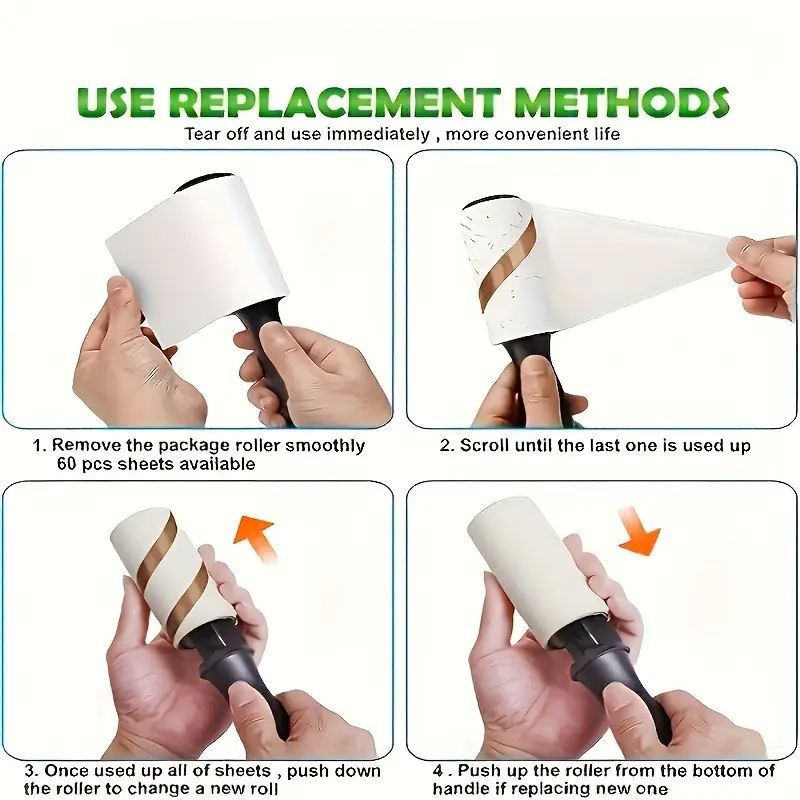 60 / 120 / 240 Sheets Lint Roller Pet Hair Remover Fur remover Sticky Brush - Clothes Furniture Car Seat Cleaner