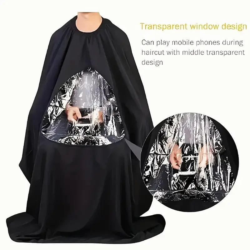 Professional Barber Cape Hair Cutting Gown Hairdressing gown Shaving gown with Clear Window - Waterproof Salon Cape for Hairdressing
