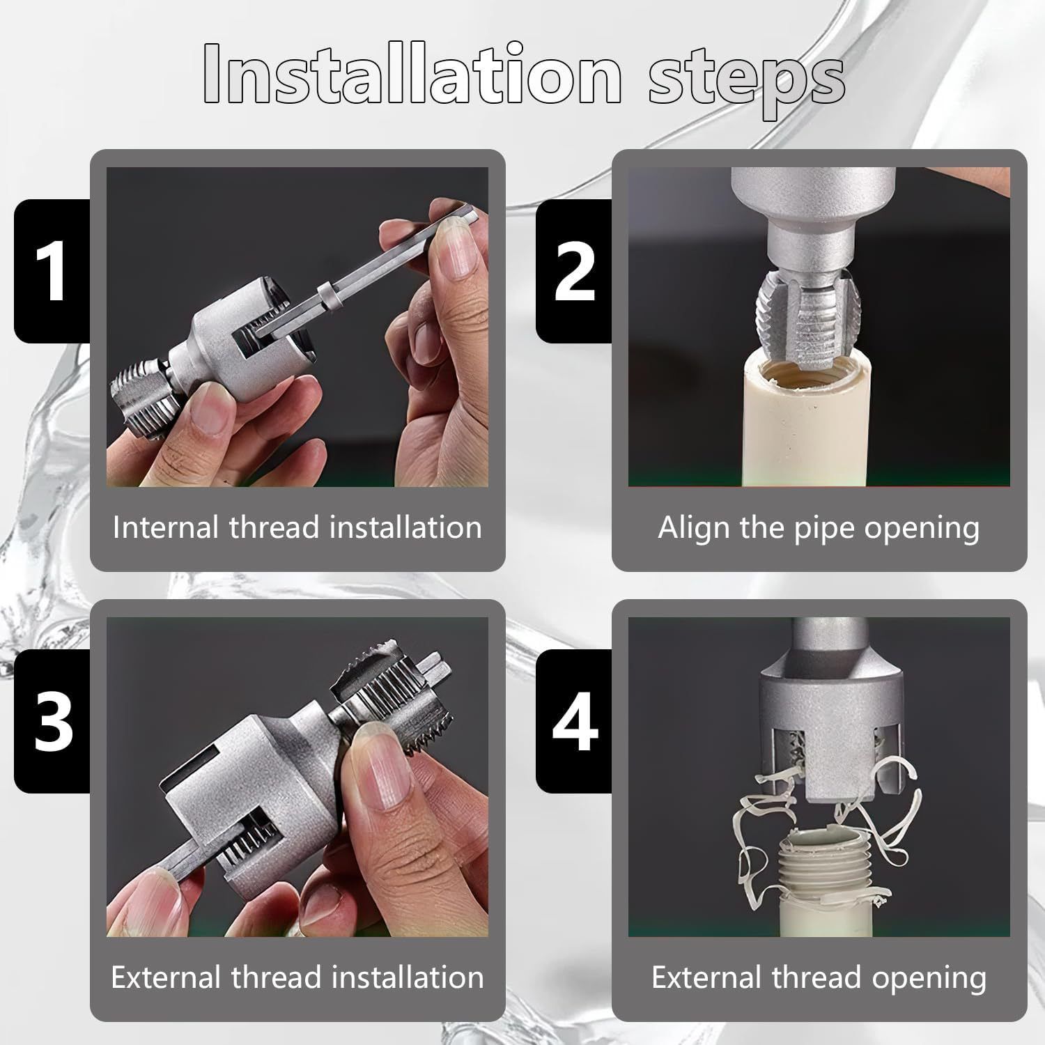 1/2-inch 3/4 inch 1 inch Integrated Internal and External Thread Pipe Threading Tool for PPR Pipes, with Taps and Dies for Thread Cutting