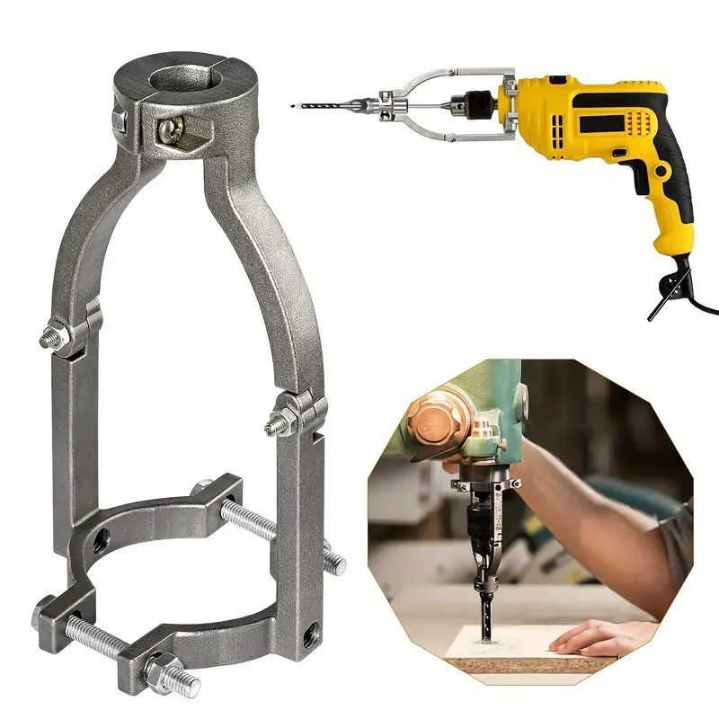Drill Mortise Attachment Square Hole Drill Bracket – Mortise Tenon Bit Adapter Bracket for Electric Hand Drill & Bench Drill Press Woodworking Drill Tool Square Hole Bit Holder
