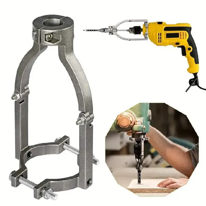 Drill Mortise Attachment Square Hole Drill Bracket – Mortise Tenon Bit Adapter Bracket for Electric Hand Drill & Bench Drill Press Woodworking Drill Tool Square Hole Bit Holder