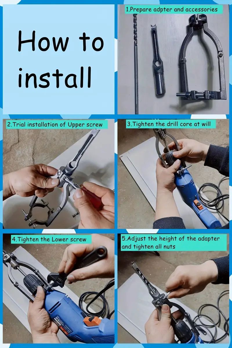 Drill Mortise Attachment Square Hole Drill Bracket – Mortise Tenon Bit Adapter Bracket for Electric Hand Drill & Bench Drill Press Woodworking Drill Tool Square Hole Bit Holder