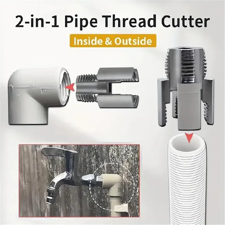 1/2" 3/4 " 1" Integrated Internal and External Thread Pipe Threading Tool for PPR PVC Pipes, with Taps and Dies for Thread Cutting Pipe Threading Tool