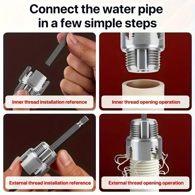 1/2" 3/4 " 1" Integrated Internal and External Thread Pipe Threading Tool for PPR PVC Pipes, with Taps and Dies for Thread Cutting Pipe Threading Tool