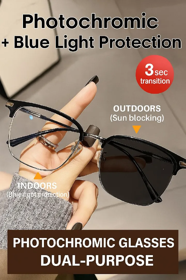 Photochromic Lenses Transition Glasses Smart Color Changing Glasses - Blue Light Blocking + UV Protection |  Light-adaptive lenses Variable tint lenses Auto-tinted Glasses