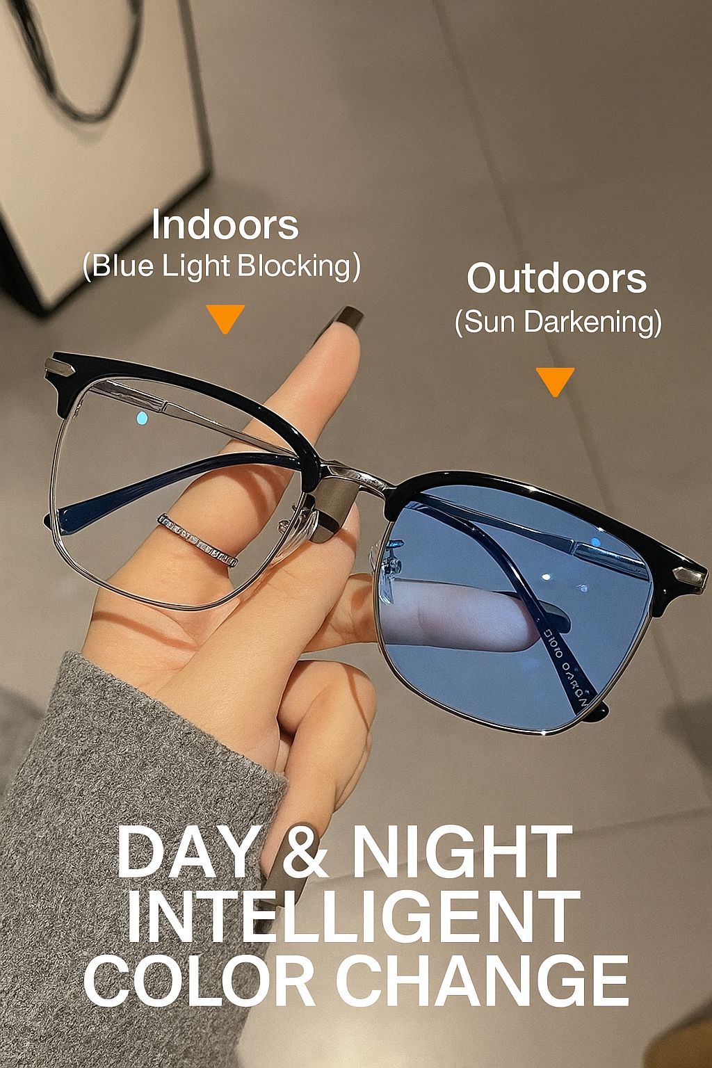 Photochromic Lenses Transition Glasses Smart Color Changing Glasses - Blue Light Blocking + UV Protection |  Light-adaptive lenses Variable tint lenses Auto-tinted Glasses