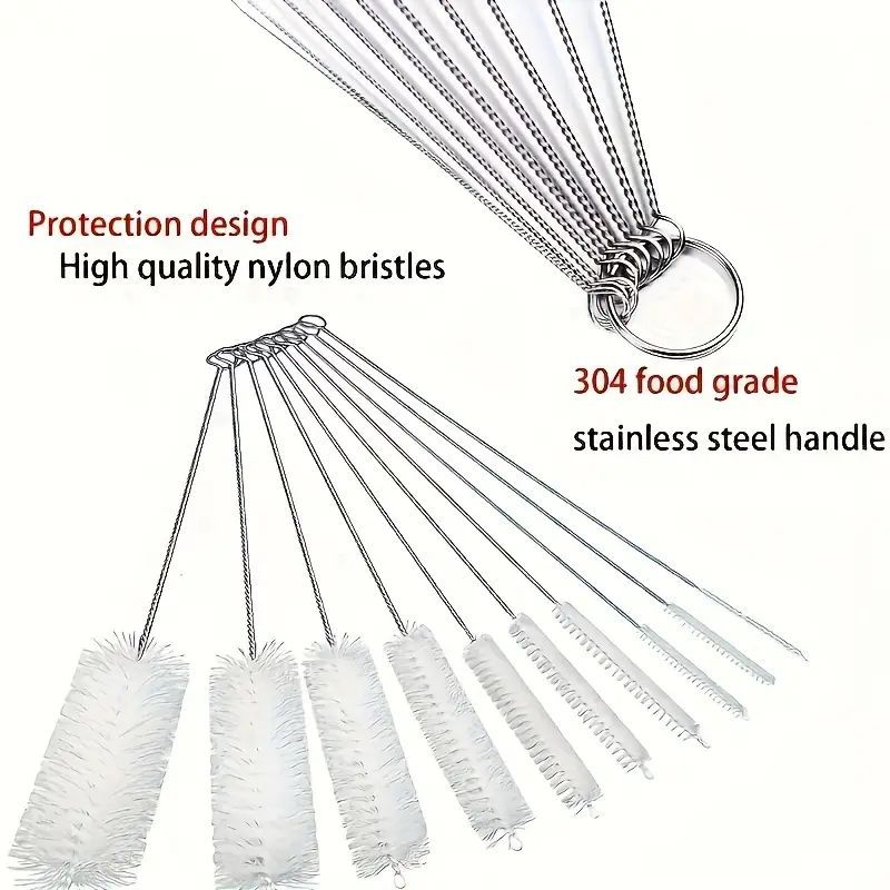10pcs Bottle Cleaning Brush Straw Brushes Set - Baby Bottle, Straw & Water Bottle Cleaner Brushes Kit
