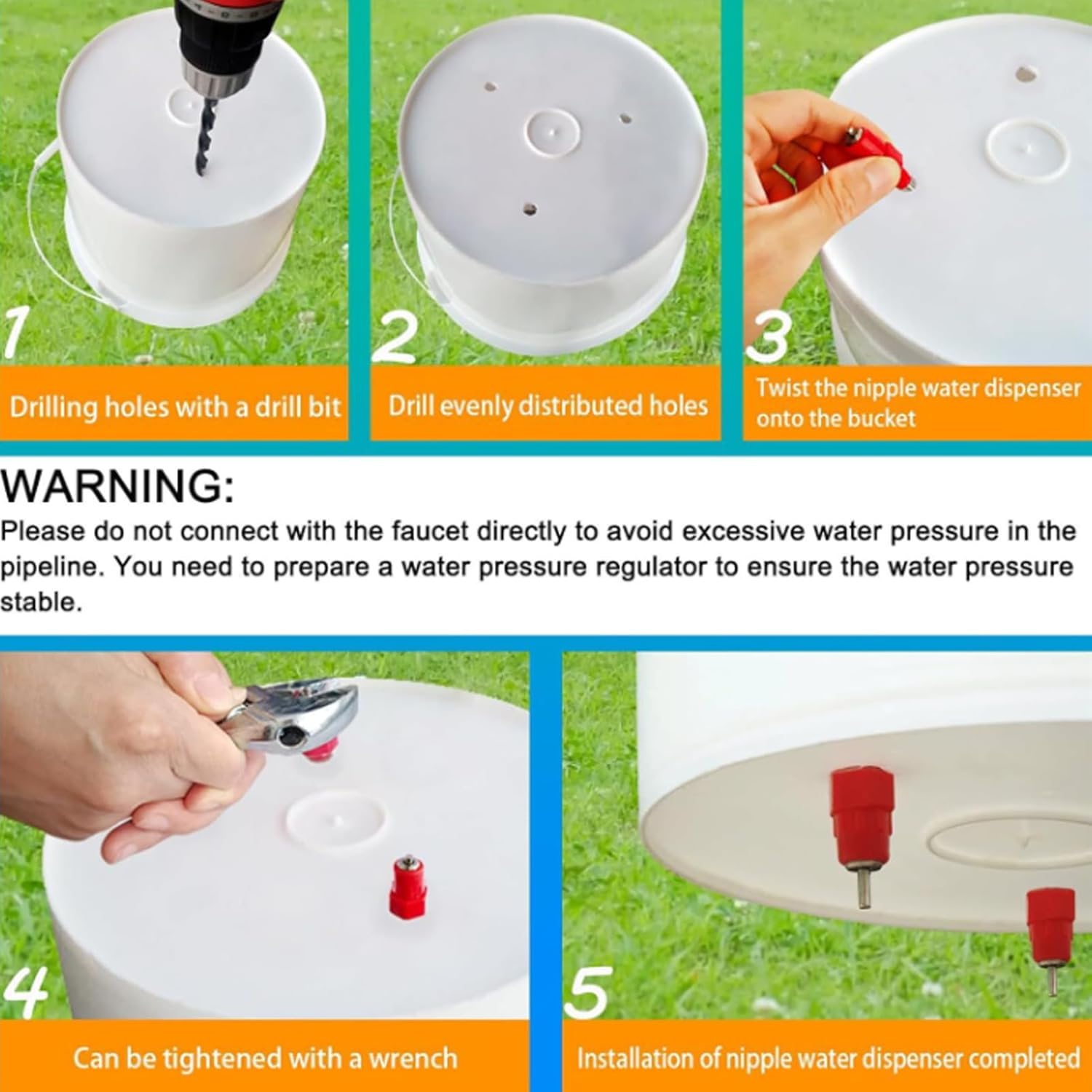 10/20/50 Pcs Automatic Poultry Nipple Drinkers Chicken Feeder -  Chicken Waterers for Layers, Broilers & Kienyeji - Easy Install Water System