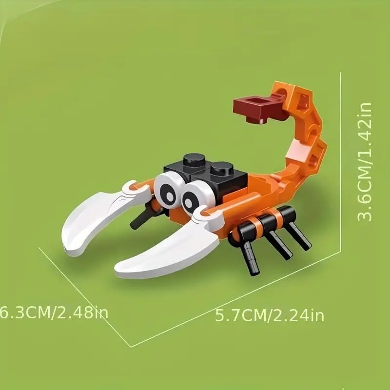 12-in-1 Insect Building Toys Set Mini Animal Figures LEGO-Style Educational Blocks for Kids Mini Bricks Toys Educational STEM Toys Perfect Gift