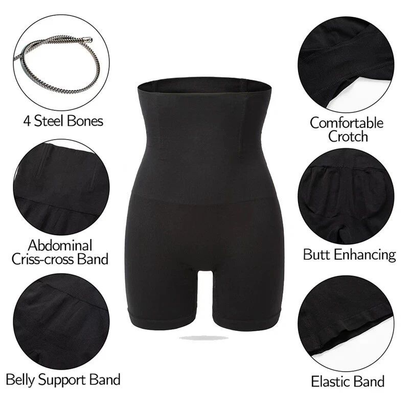 Seamless Women's High Waist Tummy Control Shapewear Shorts Tummy Trimmer Waist Trainer Body Shaper Corset Shorts Tummy Tucker - 4 Steel Bones Body Shaper Butt Lifter Slimming Underwear