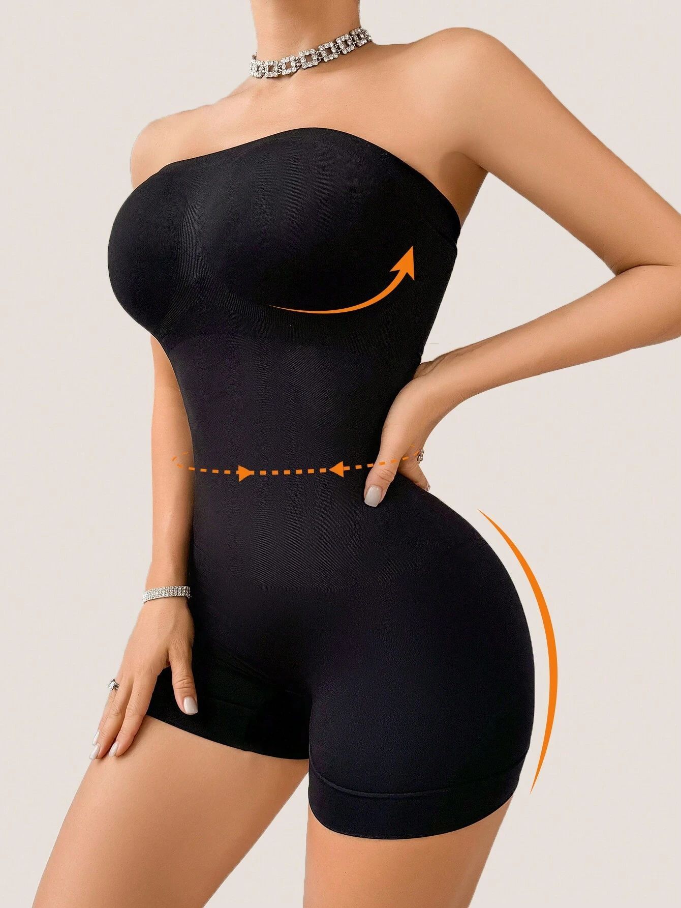 Seamless Strapless Bodysuit Shapewear - Tummy Control Waist Trainer Off Shoulder Body Shaper with Butt Lifter Waistrainer for Women