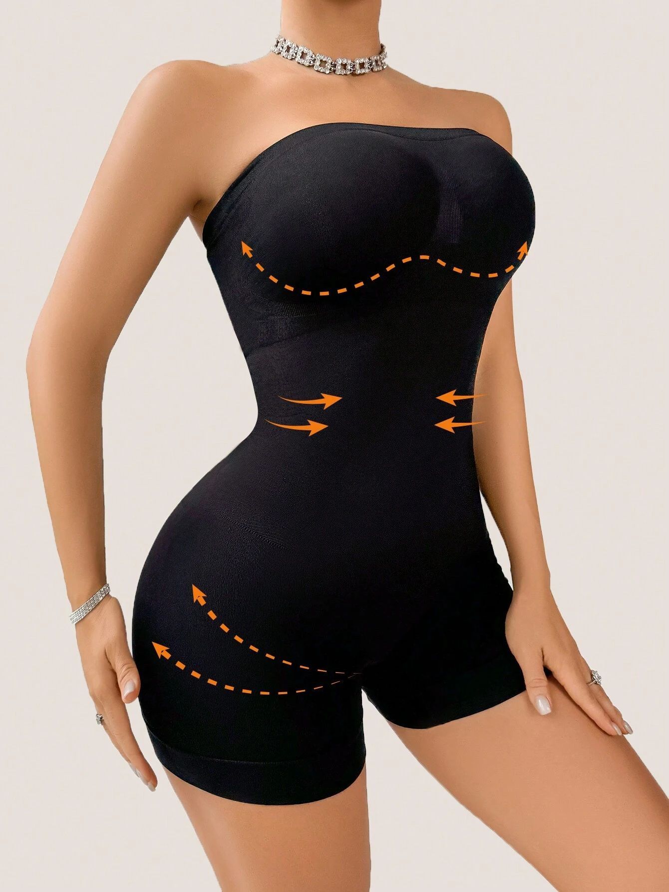 Seamless Strapless Bodysuit Shapewear - Tummy Control Waist Trainer Off Shoulder Body Shaper with Butt Lifter Waistrainer for Women